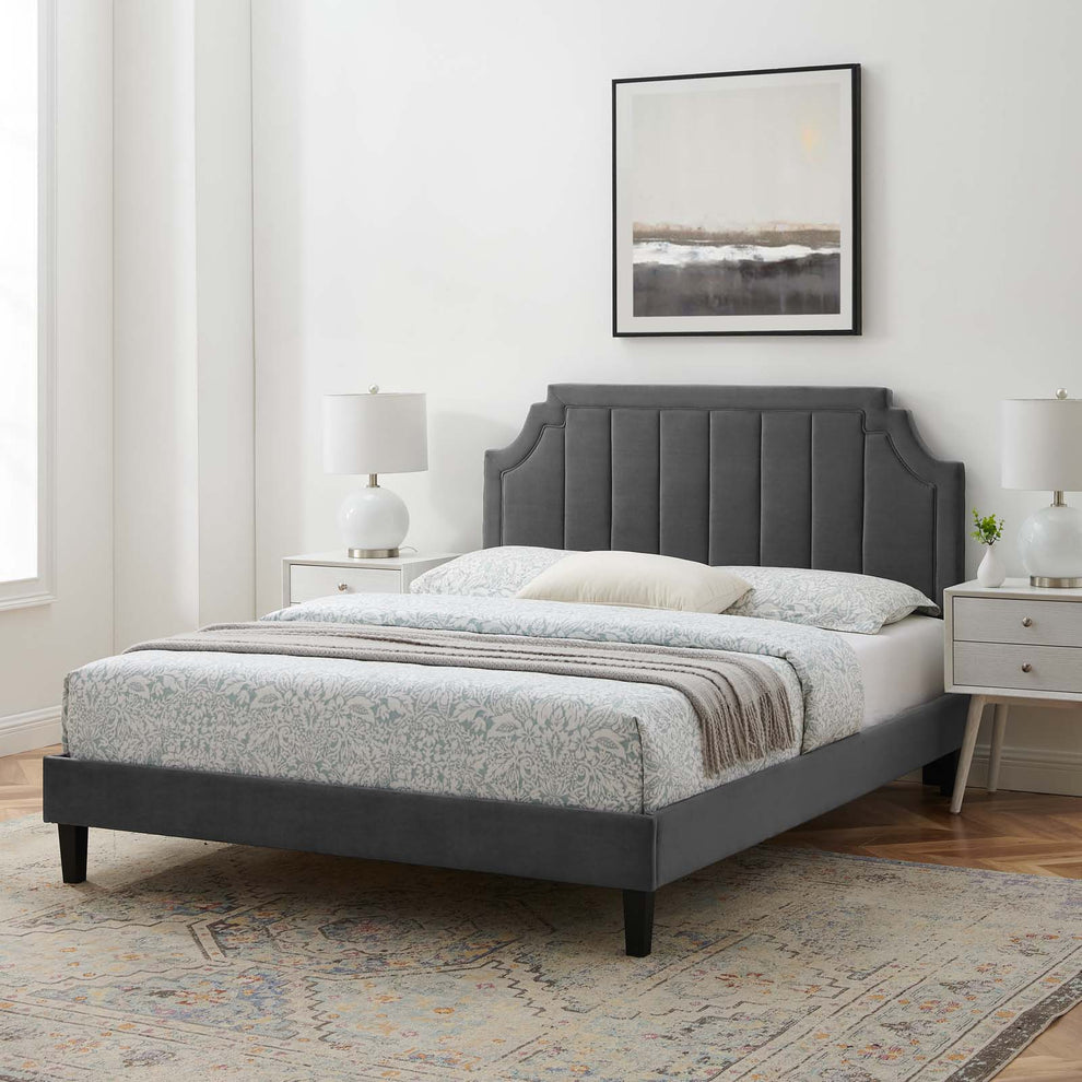 Modway Sienna Performance Velvet Queen Platform Bed - MOD-6714 | Beds | Modishstore - 1