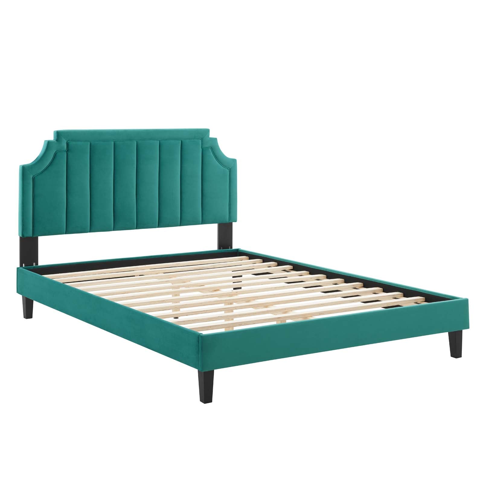 Modway Sienna Performance Velvet Queen Platform Bed | Beds | Modishstore-45