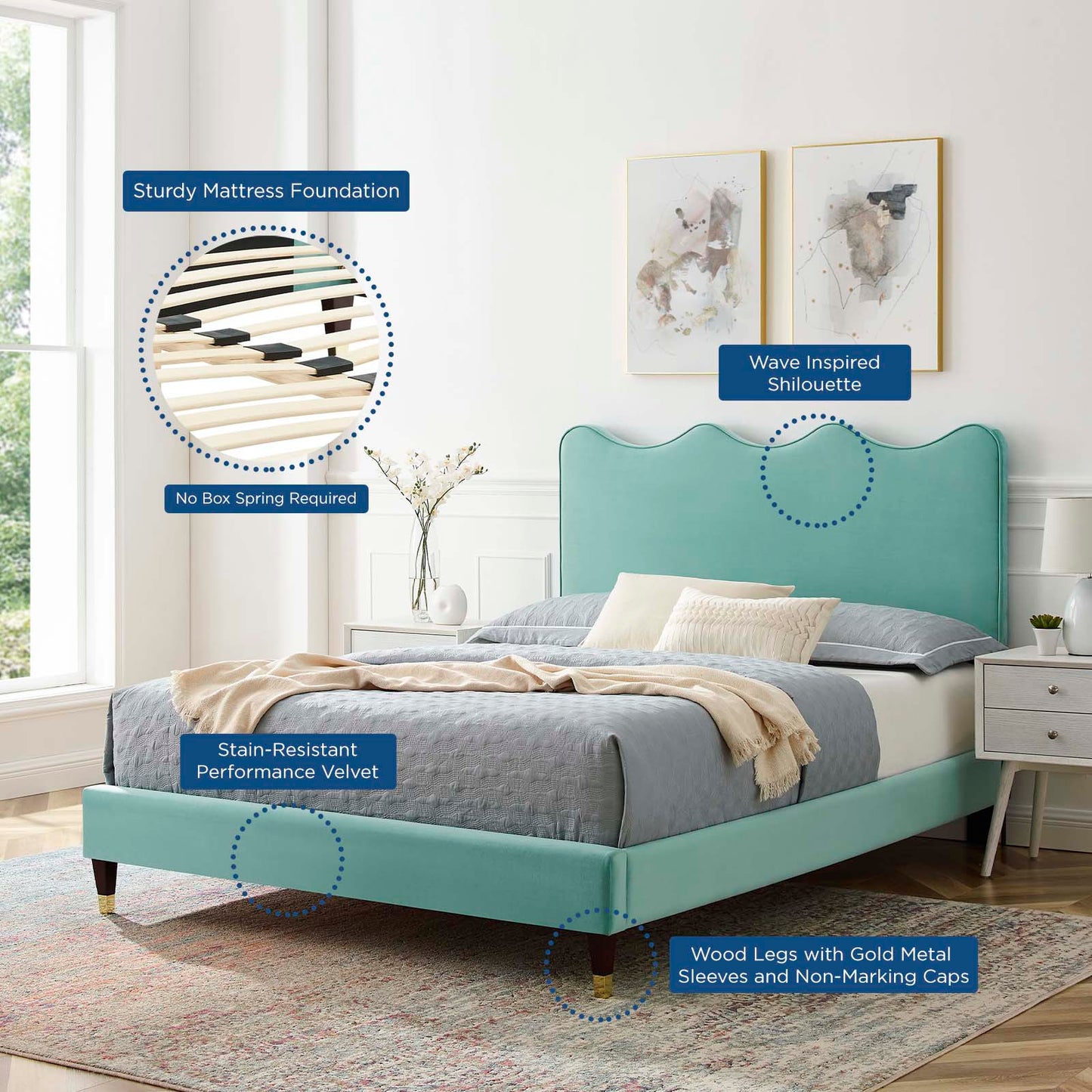 Current Performance Velvet Twin Platform Bed By Modway - MOD-6728 | Beds | Modishstore - 36