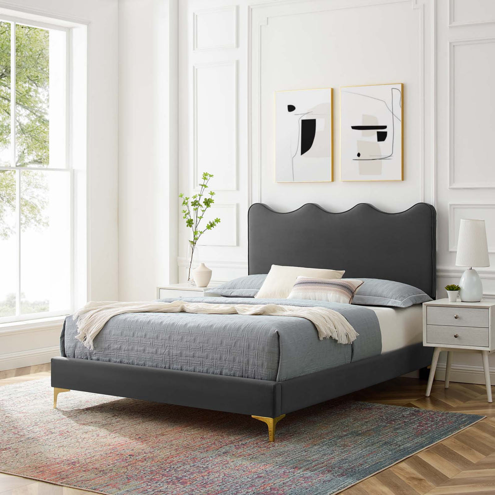 Current Performance Velvet Queen Platform Bed By Modway - MOD-6733 | Beds | Modishstore - 1