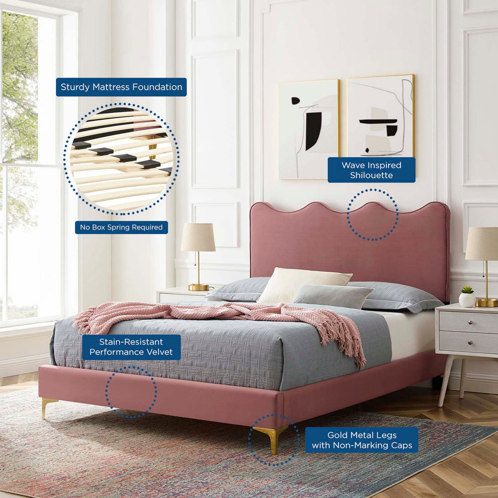 Current Performance Velvet Queen Platform Bed By Modway - MOD-6733 | Beds | Modishstore - 14