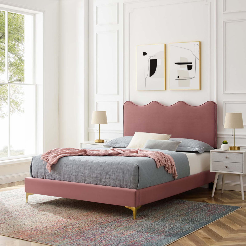 Current Performance Velvet Queen Platform Bed By Modway - MOD-6733 | Beds | Modishstore - 15