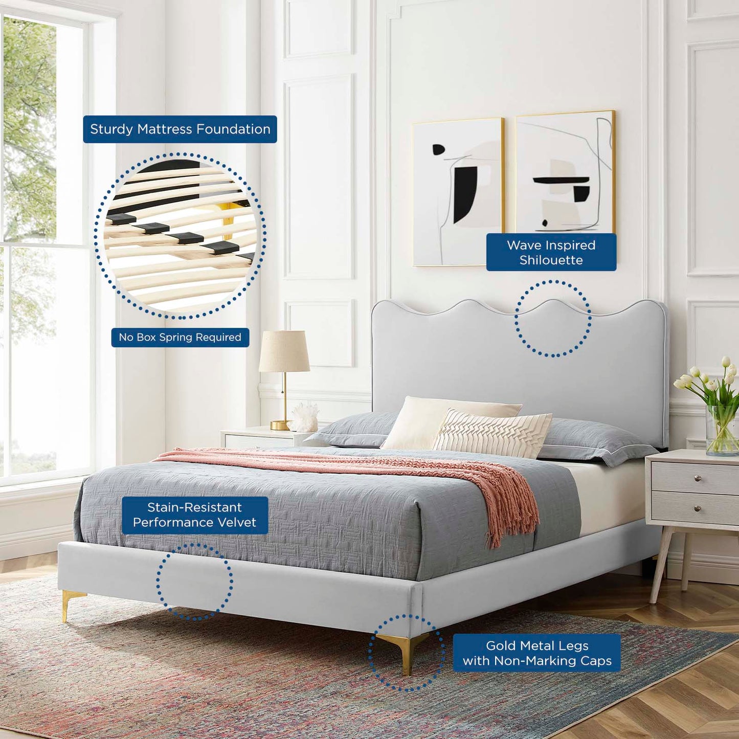 Current Performance Velvet Queen Platform Bed By Modway - MOD-6733 | Beds | Modishstore - 25