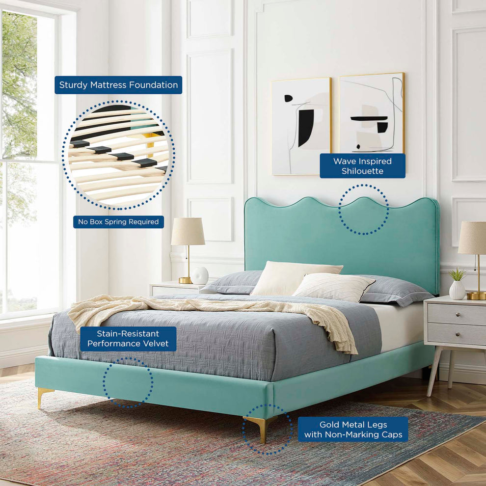 Current Performance Velvet Queen Platform Bed By Modway - MOD-6733 | Beds | Modishstore - 36