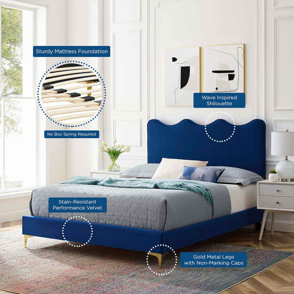 Current Performance Velvet Queen Platform Bed By Modway - MOD-6733 | Beds | Modishstore - 47