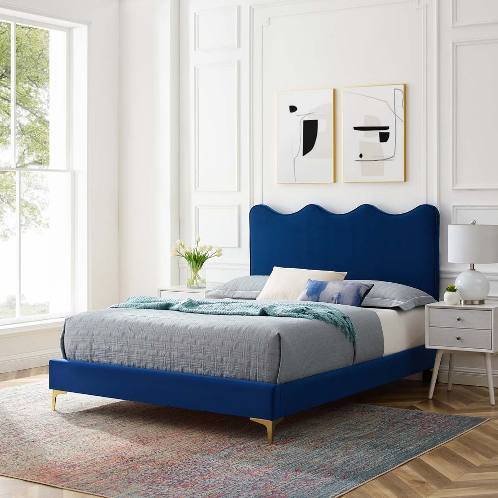 Current Performance Velvet Queen Platform Bed By Modway - MOD-6733 | Beds | Modishstore - 48