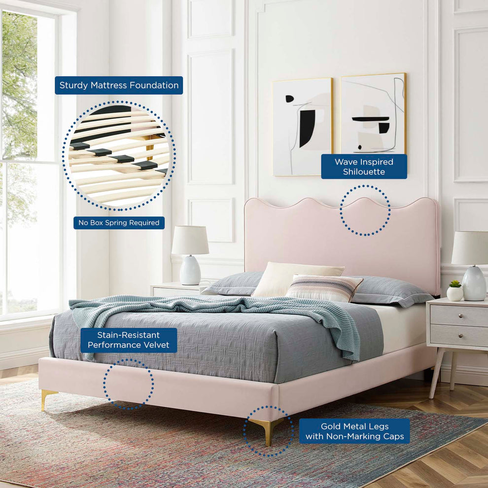 Current Performance Velvet Queen Platform Bed By Modway - MOD-6733 | Beds | Modishstore - 58