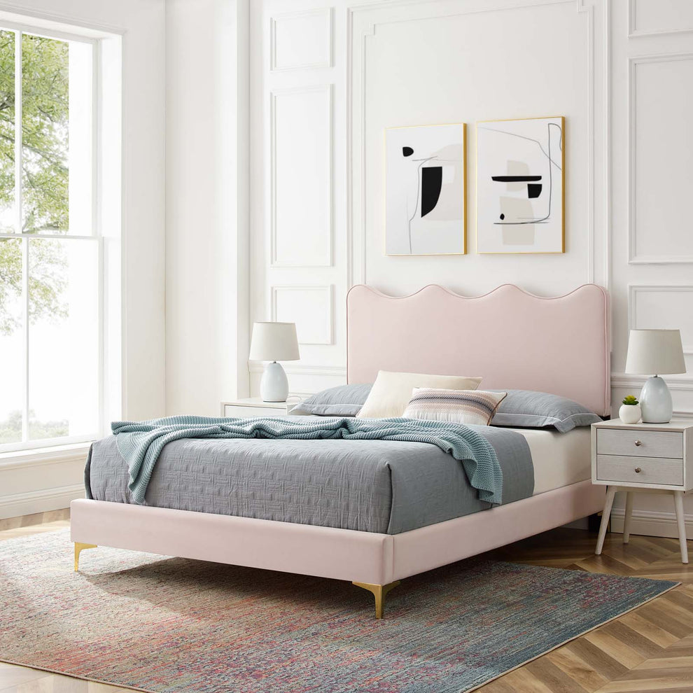 Current Performance Velvet Queen Platform Bed By Modway - MOD-6733 | Beds | Modishstore - 59