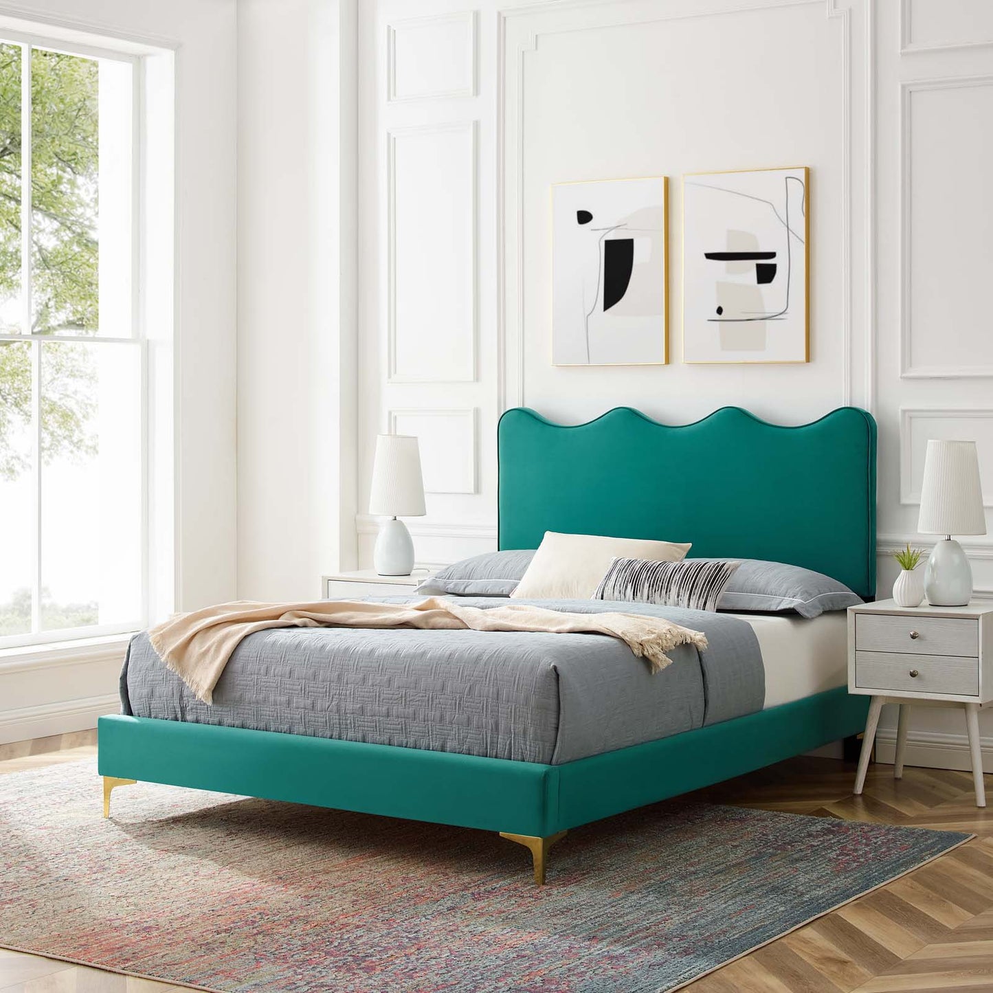 Current Performance Velvet Queen Platform Bed By Modway - MOD-6733 | Beds | Modishstore - 70
