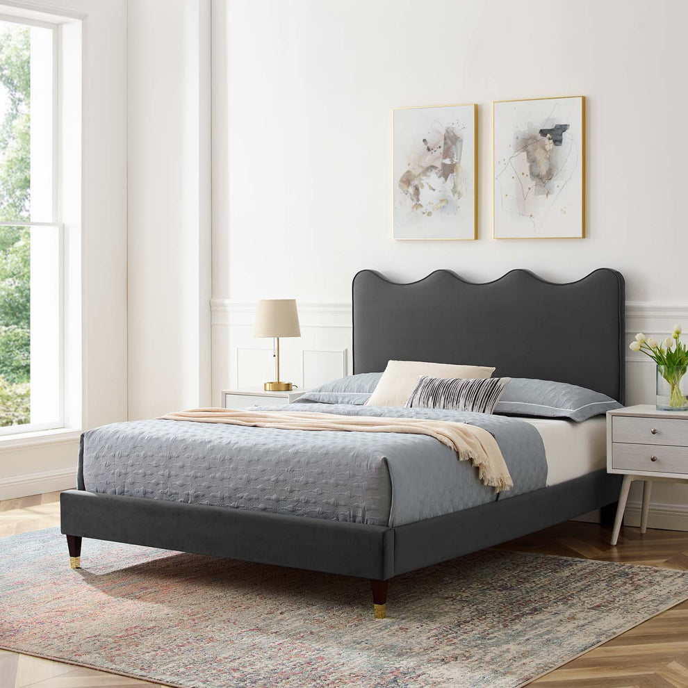 Current Performance Velvet Queen Platform Bed By Modway - MOD-6734 | Beds | Modishstore - 1