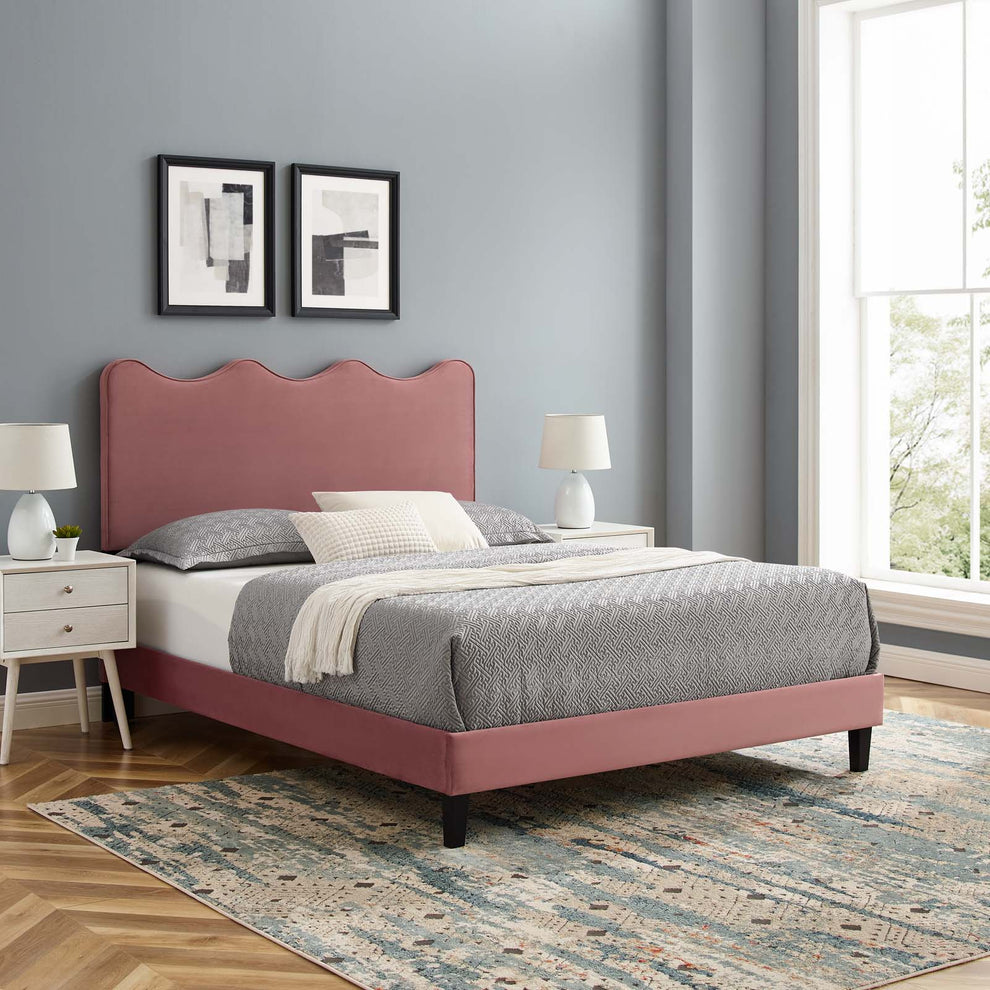 Current Performance Velvet Queen Platform Bed By Modway - Mod-6735 | Beds | Modishstore - 15