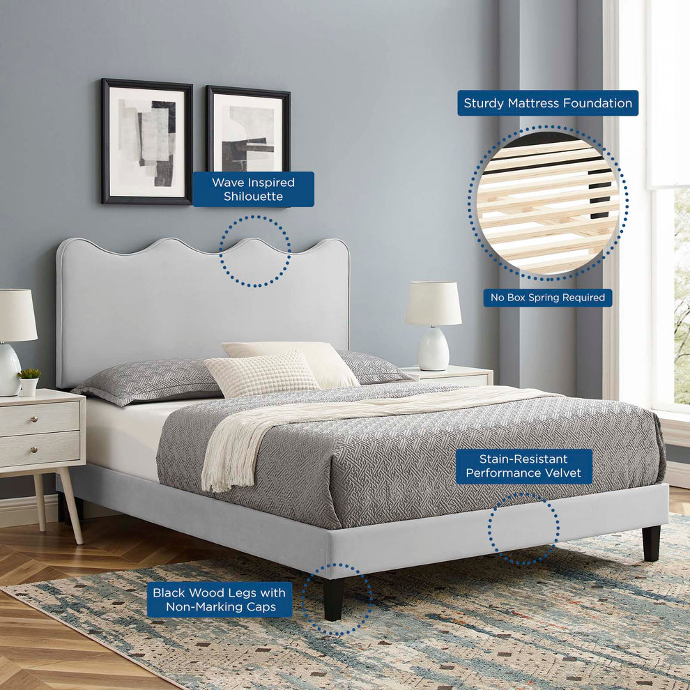 Current Performance Velvet Queen Platform Bed By Modway - Mod-6735 | Beds | Modishstore - 25