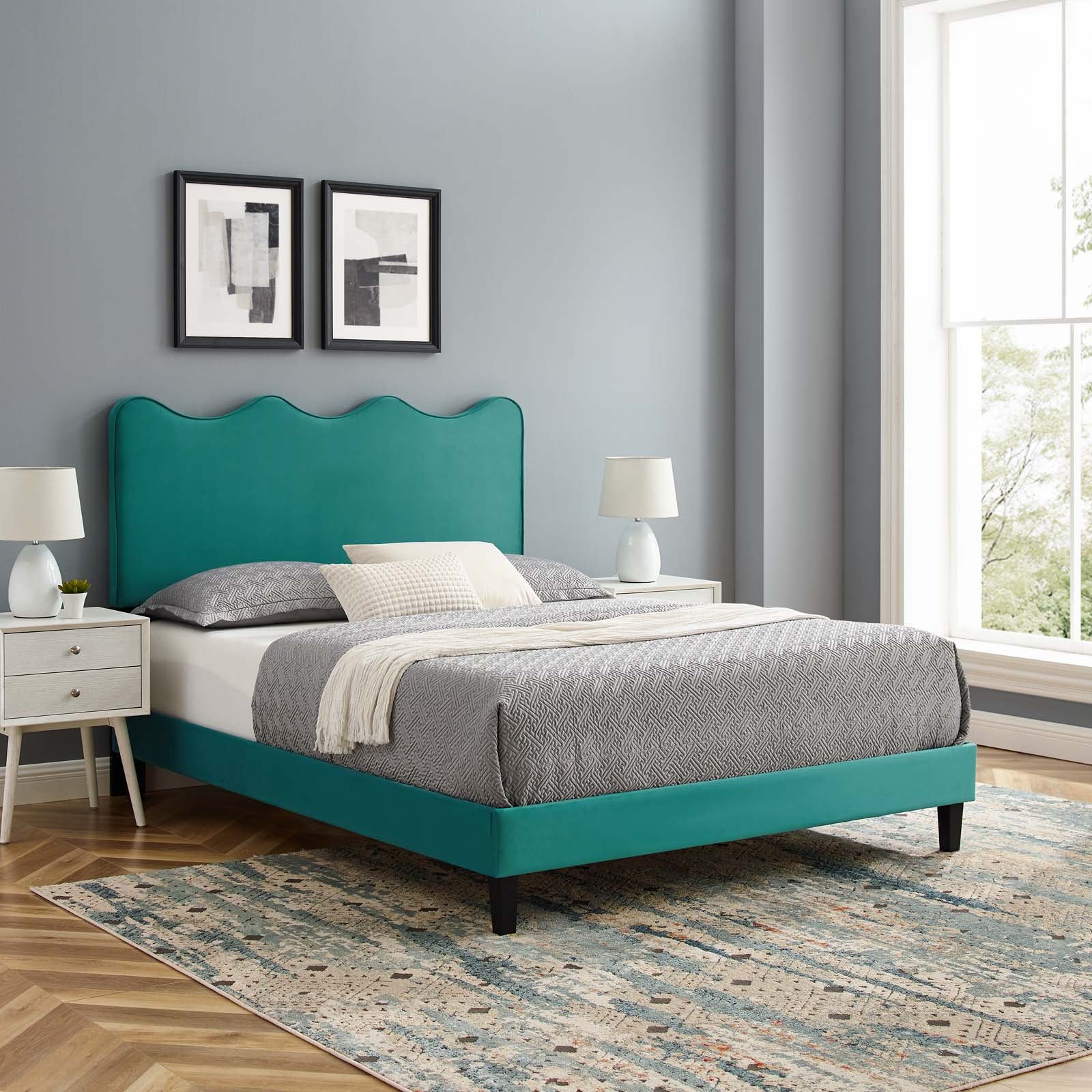 Current Performance Velvet Queen Platform Bed By Modway - Mod-6735 | Beds | Modishstore - 70