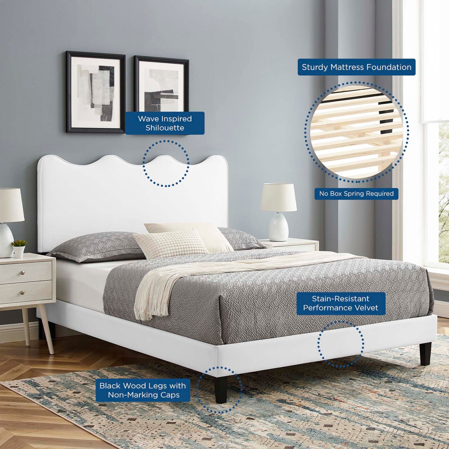 Current Performance Velvet Queen Platform Bed By Modway - Mod-6735 | Beds | Modishstore - 80
