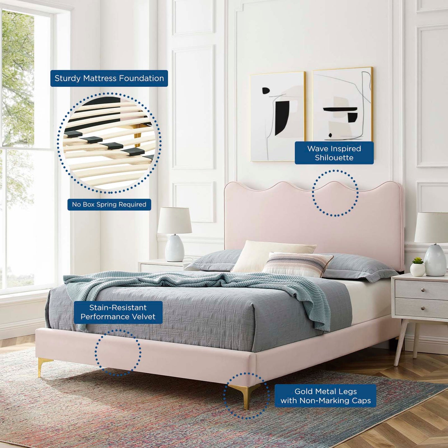 Current Performance Velvet King Platform Bed By Modway - MOD-6736 | Beds | Modishstore - 58