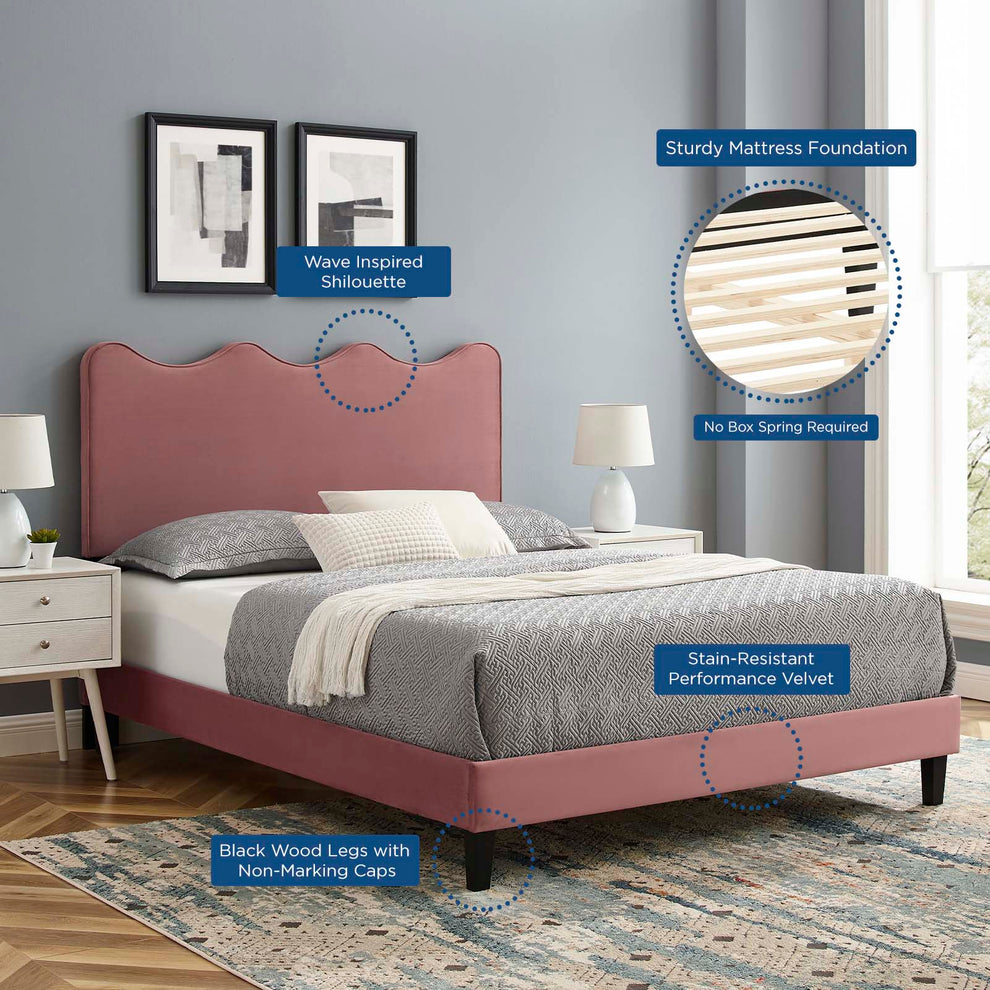 Current Performance Velvet King Platform Bed By Modway - MOD-6738 | Beds | Modishstore - 14