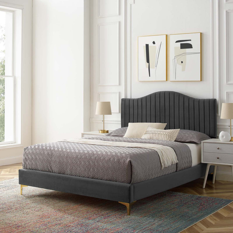 Modway Juniper Channel Tufted Performance Velvet Twin Platform Bed - MOD-6742 | Beds | Modishstore - 1