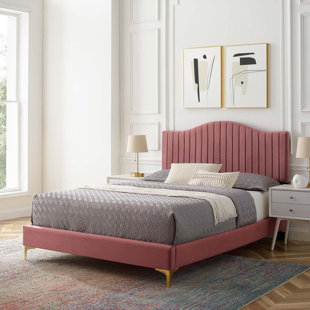 Modway Juniper Channel Tufted Performance Velvet Twin Platform Bed - MOD-6742 | Beds | Modishstore - 9