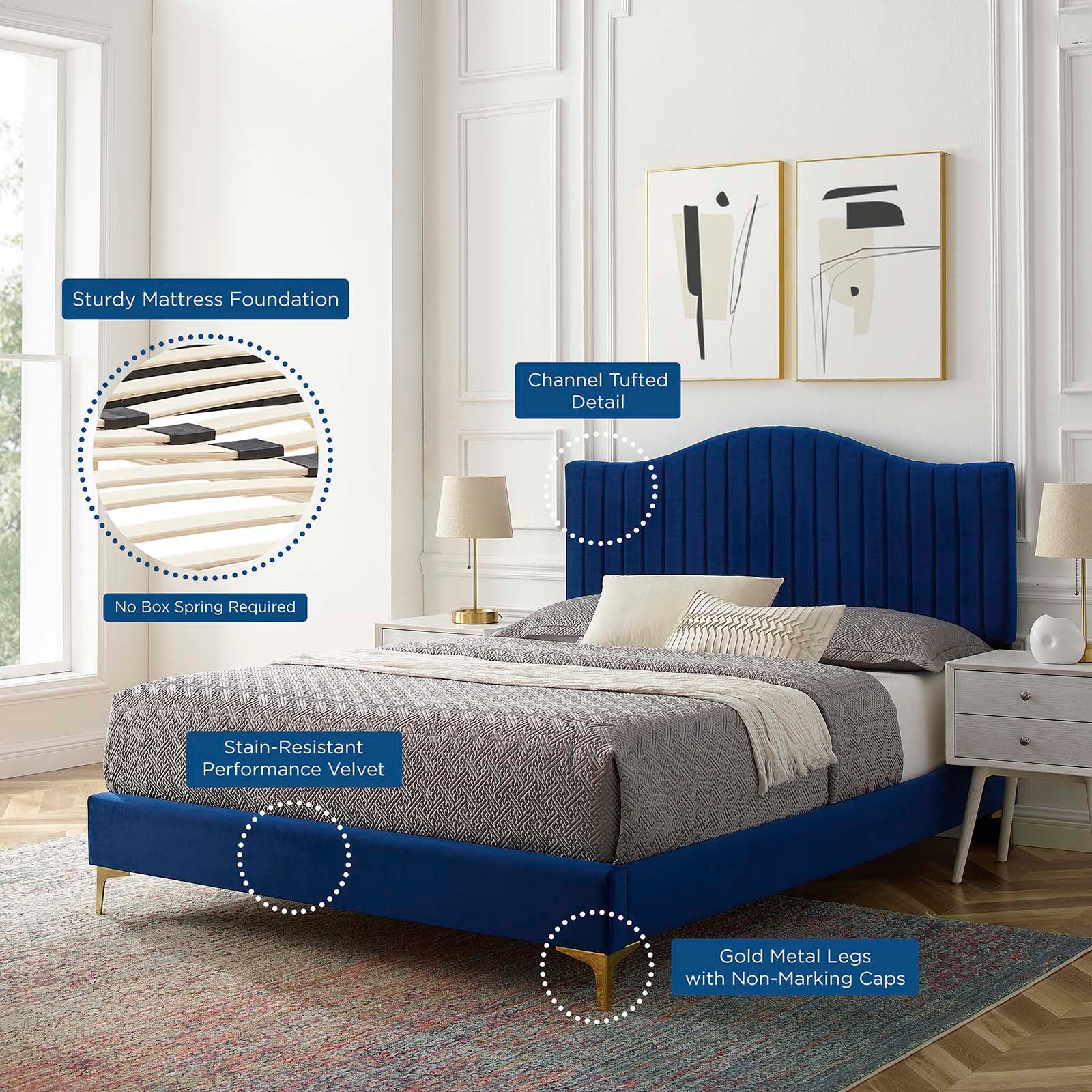 Juniper Channel Tufted Performance Velvet Full Platform Bed By Modway - MOD-6745 | Beds | Modishstore - 24