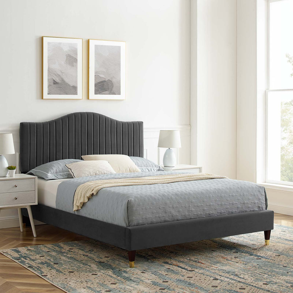 Juniper Channel Tufted Performance Velvet Full Platform Bed By Modway - MOD-6746 | Beds | Modishstore - 4