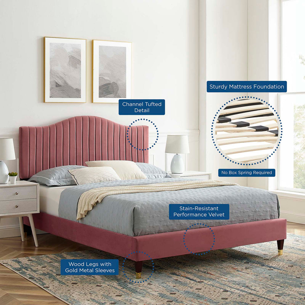Juniper Channel Tufted Performance Velvet Full Platform Bed By Modway - MOD-6746 | Beds | Modishstore - 13