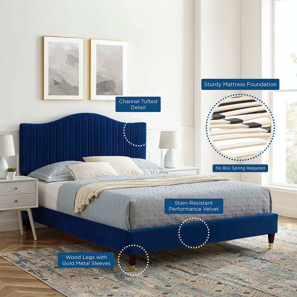 Juniper Channel Tufted Performance Velvet Full Platform Bed By Modway - MOD-6746 | Beds | Modishstore - 24