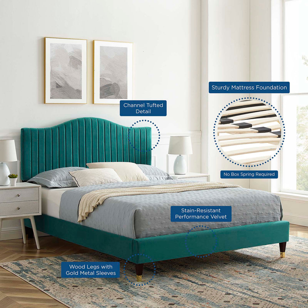 Juniper Channel Tufted Performance Velvet Full Platform Bed By Modway - MOD-6746 | Beds | Modishstore - 35