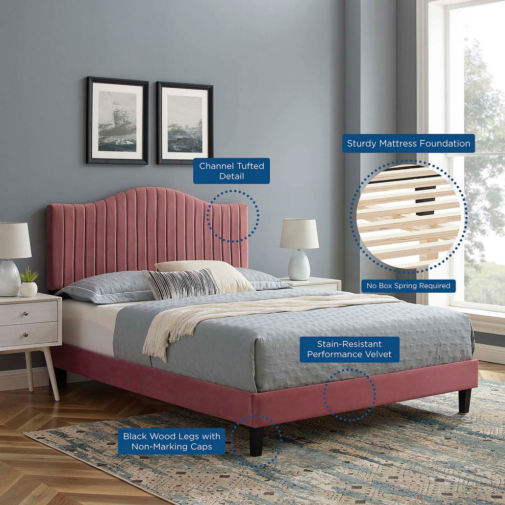 Juniper Channel Tufted Performance Velvet Full Platform Bed By Modway - MOD-6747 | Beds | Modishstore - 13