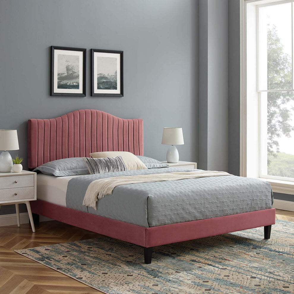 Juniper Channel Tufted Performance Velvet Full Platform Bed By Modway - MOD-6747 | Beds | Modishstore - 15