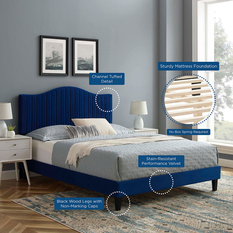 Juniper Channel Tufted Performance Velvet Full Platform Bed By Modway - MOD-6747 | Beds | Modishstore - 24