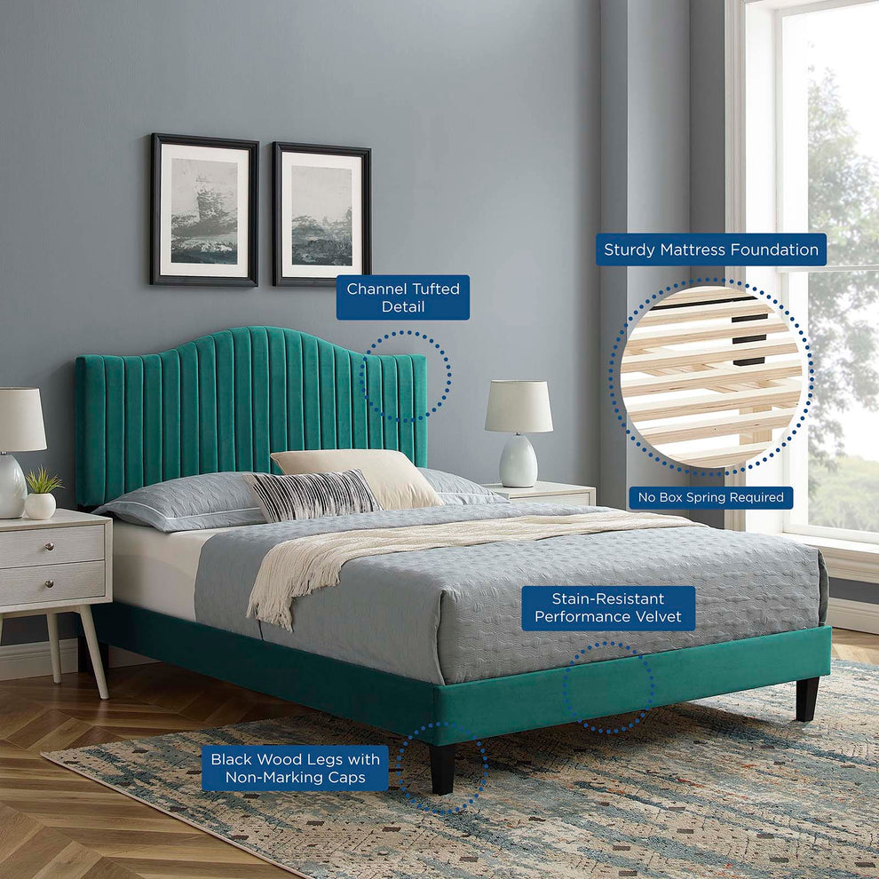 Juniper Channel Tufted Performance Velvet Full Platform Bed By Modway - MOD-6747 | Beds | Modishstore - 35