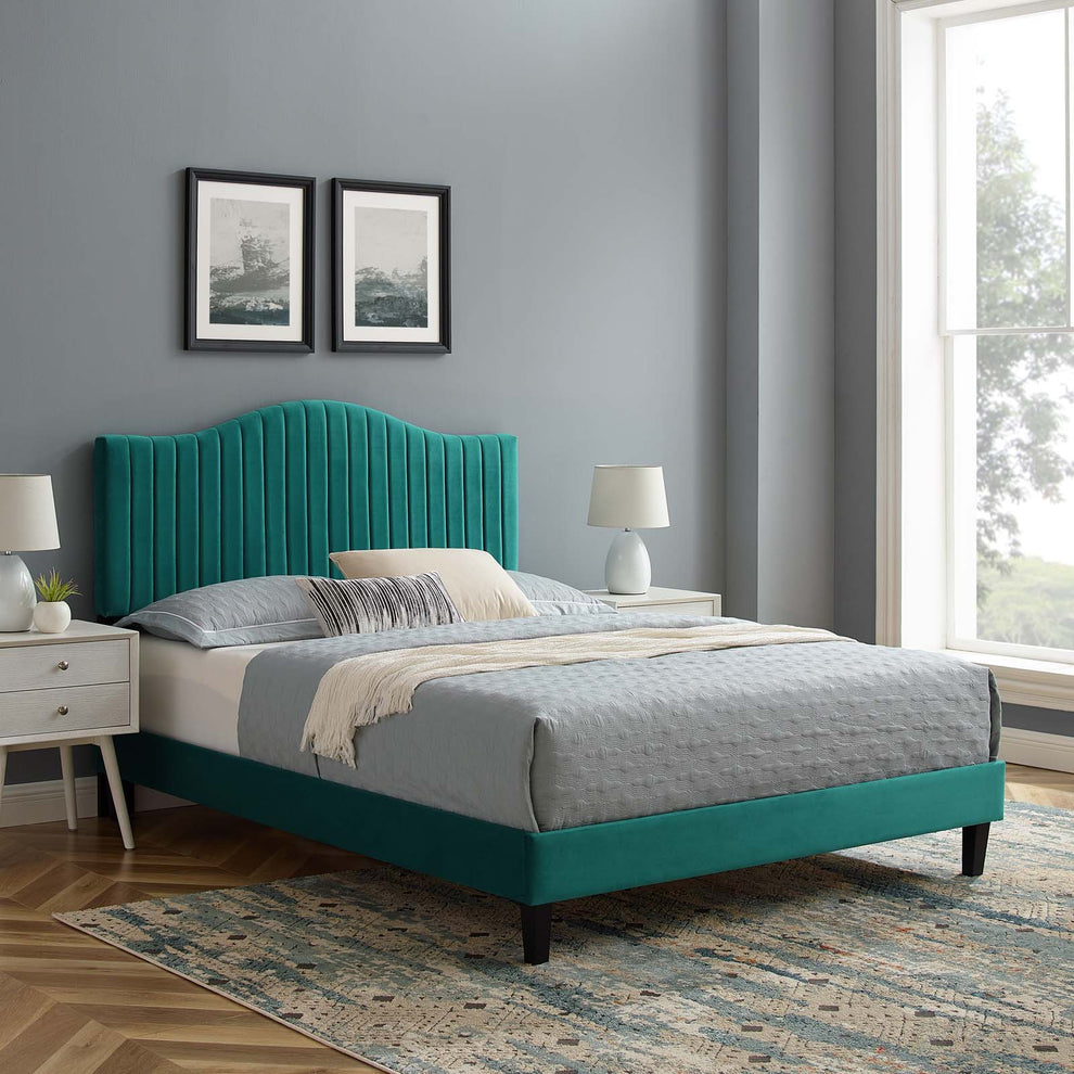 Juniper Channel Tufted Performance Velvet Full Platform Bed By Modway - MOD-6747 | Beds | Modishstore - 37