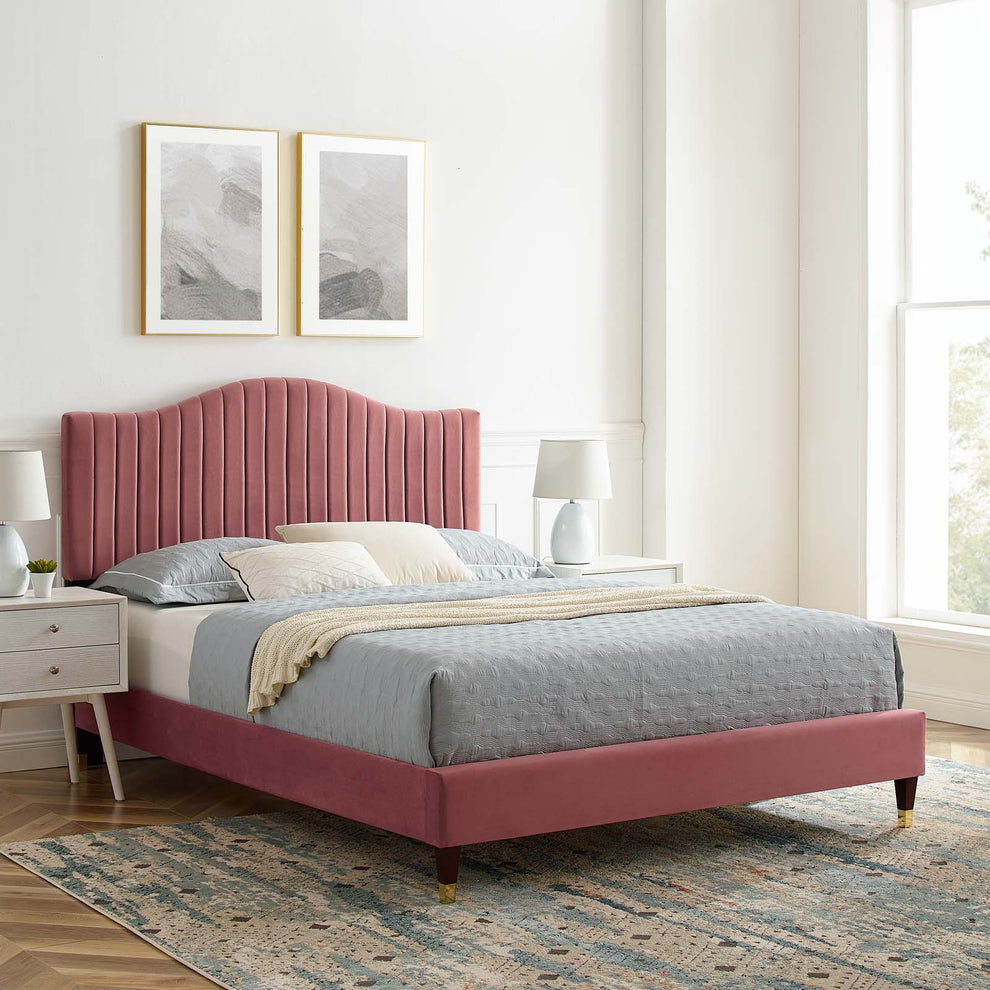 Modway Juniper Channel Tufted Performance Velvet King Platform Bed - MOD-6749 | Beds | Modishstore - 9