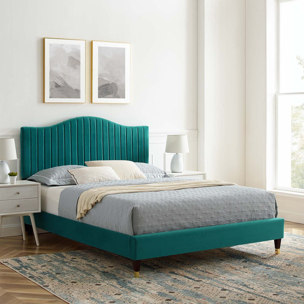 Modway Juniper Channel Tufted Performance Velvet King Platform Bed - MOD-6749 | Beds | Modishstore - 24