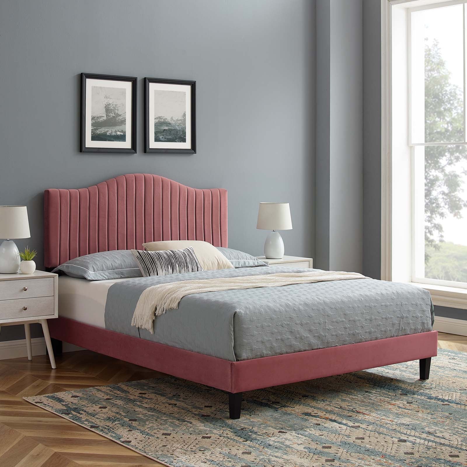 Modway Juniper Channel Tufted Performance Velvet King Platform Bed - MOD-6750 | Beds | Modishstore - 9
