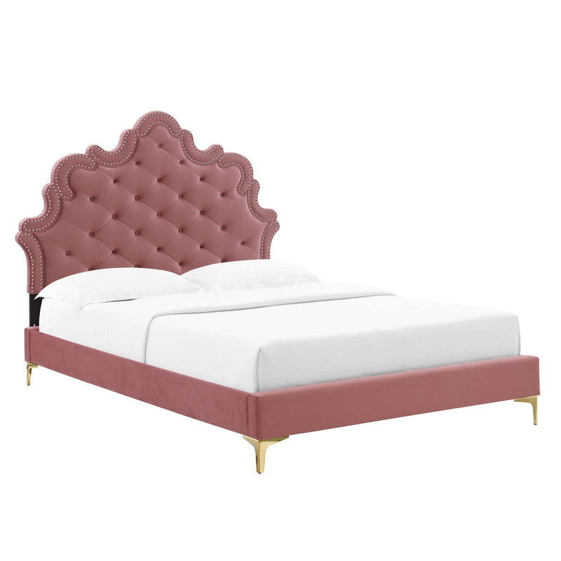 Modway Gwyneth Tufted Performance Velvet Queen Platform Bed - MOD-6751 | Beds | Modishstore - 10