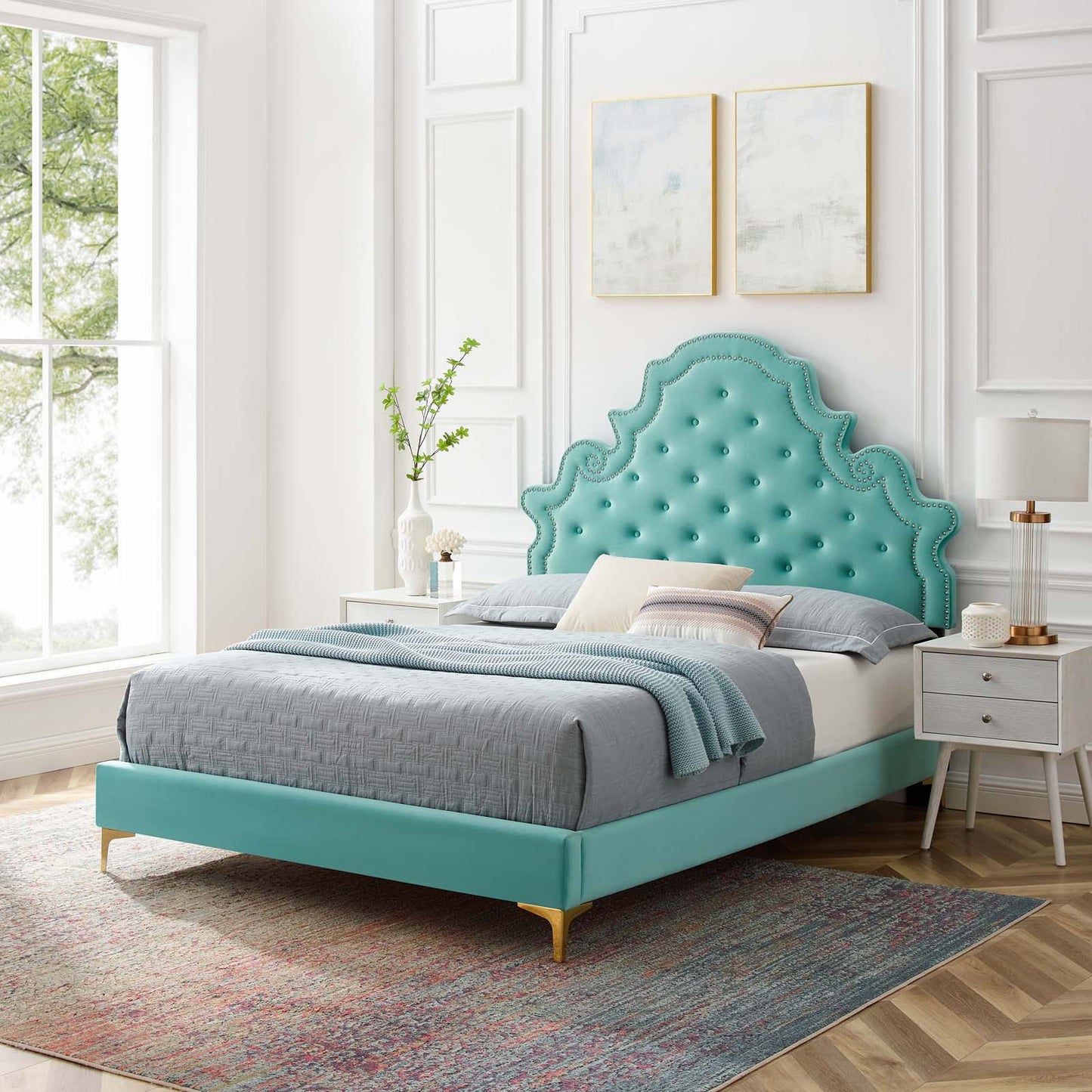 Modway Gwyneth Tufted Performance Velvet Queen Platform Bed - MOD-6751 | Beds | Modishstore - 23