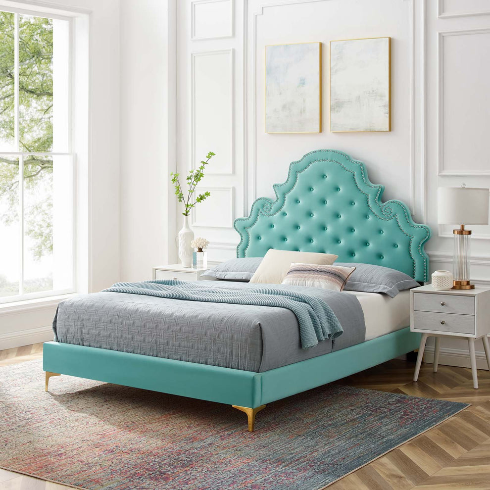 Modway Gwyneth Tufted Performance Velvet Queen Platform Bed - MOD-6751 | Beds | Modishstore - 23