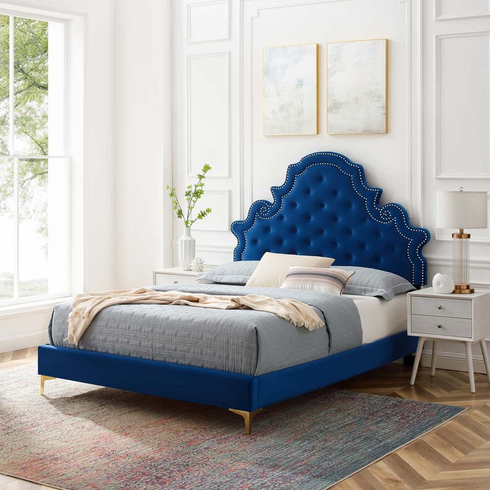 Modway Gwyneth Tufted Performance Velvet Queen Platform Bed - MOD-6751 | Beds | Modishstore - 30