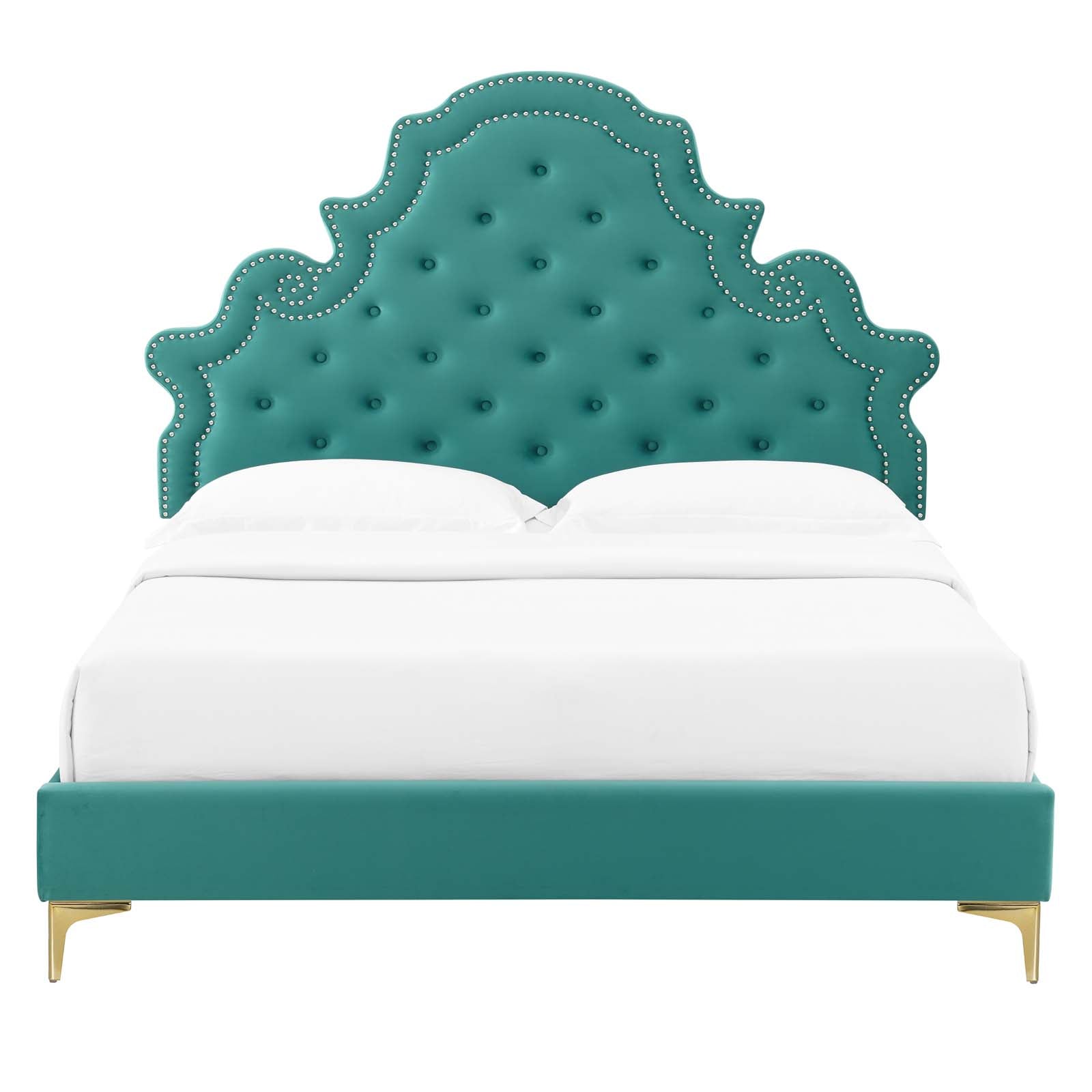 Modway Gwyneth Tufted Performance Velvet Queen Platform Bed - MOD-6751 | Beds | Modishstore - 56