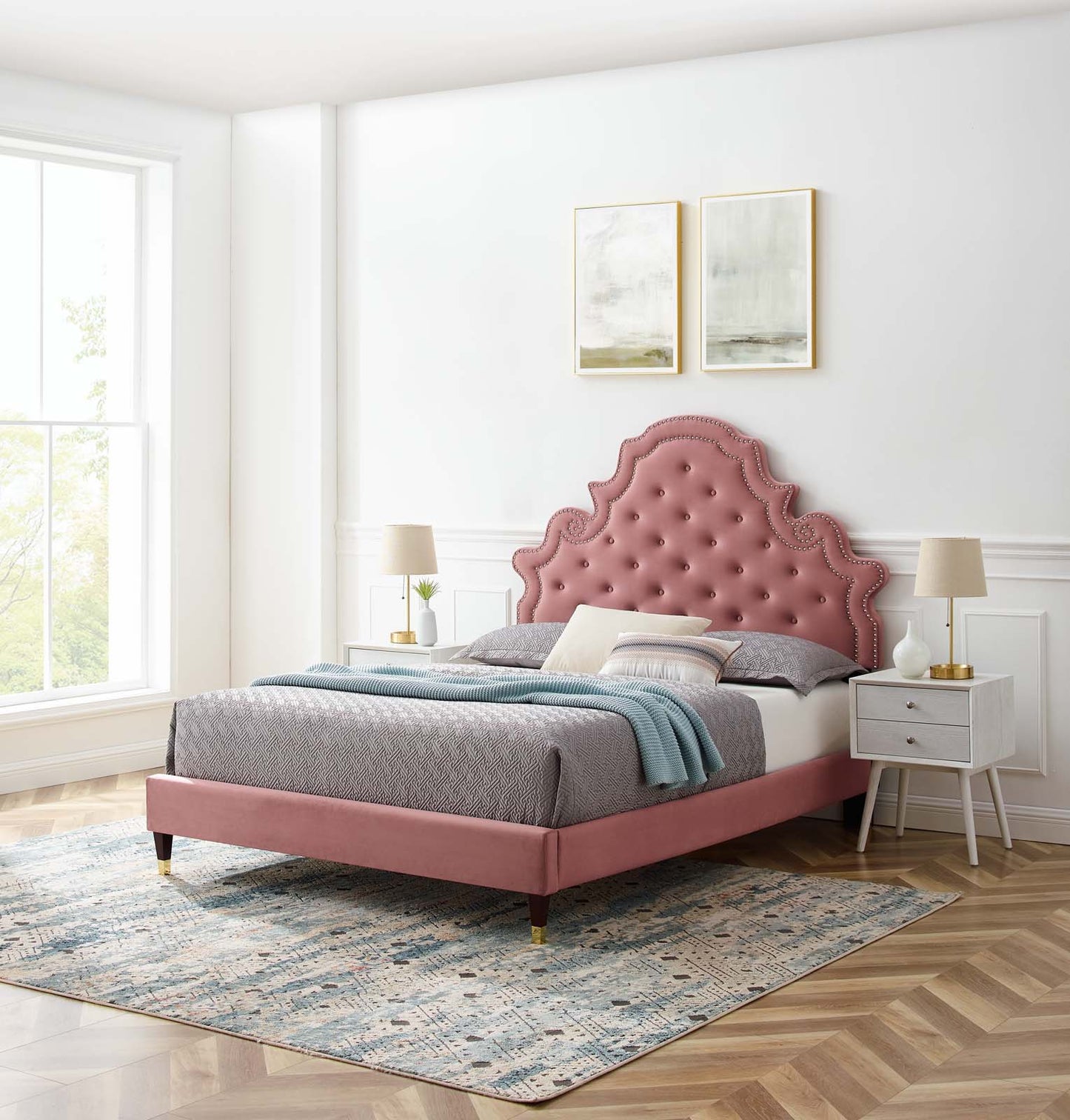 Modway Gwyneth Tufted Performance Velvet Queen Platform Bed - MOD-6752 | Beds | Modishstore - 8