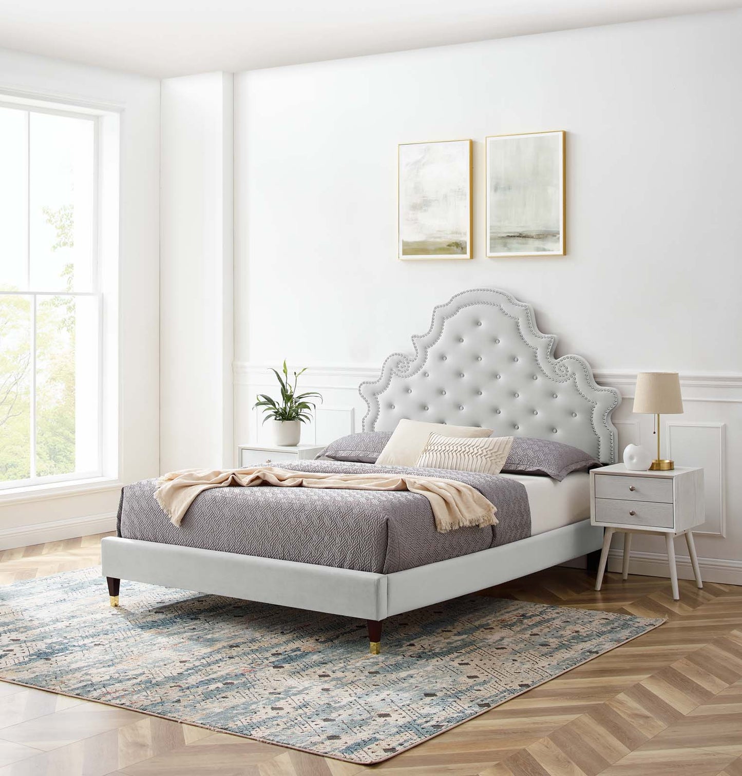 Modway Gwyneth Tufted Performance Velvet Queen Platform Bed - MOD-6752 | Beds | Modishstore - 17