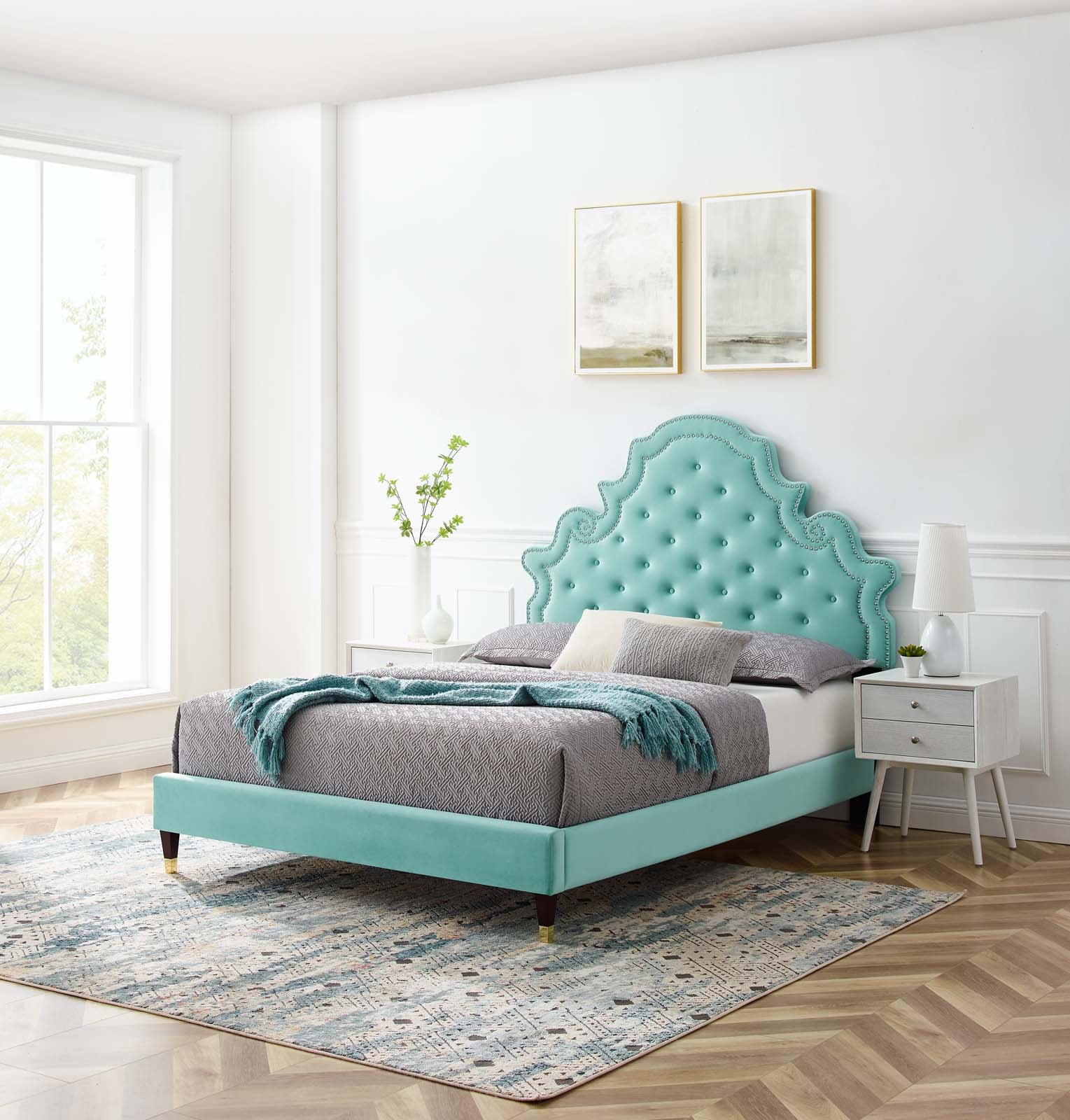 Modway Gwyneth Tufted Performance Velvet Queen Platform Bed - MOD-6752 | Beds | Modishstore - 25