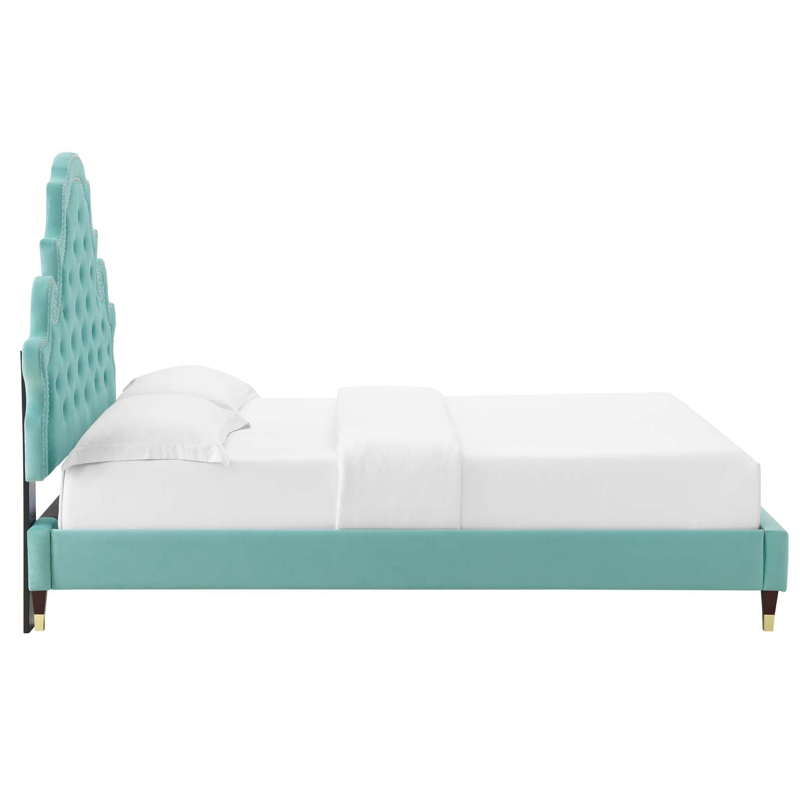 Modway Gwyneth Tufted Performance Velvet Queen Platform Bed - MOD-6752 | Beds | Modishstore - 31