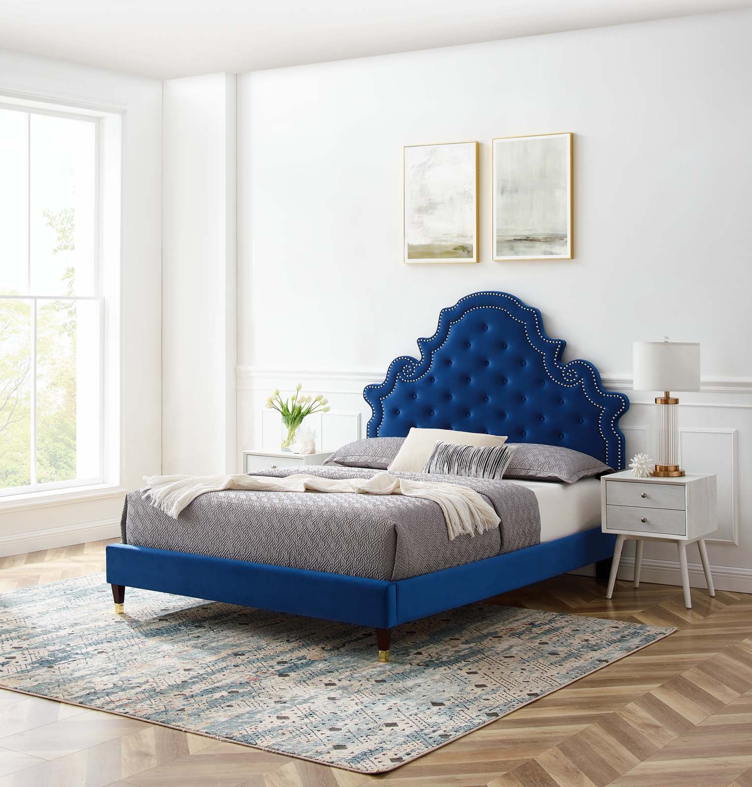 Modway Gwyneth Tufted Performance Velvet Queen Platform Bed - MOD-6752 | Beds | Modishstore - 30