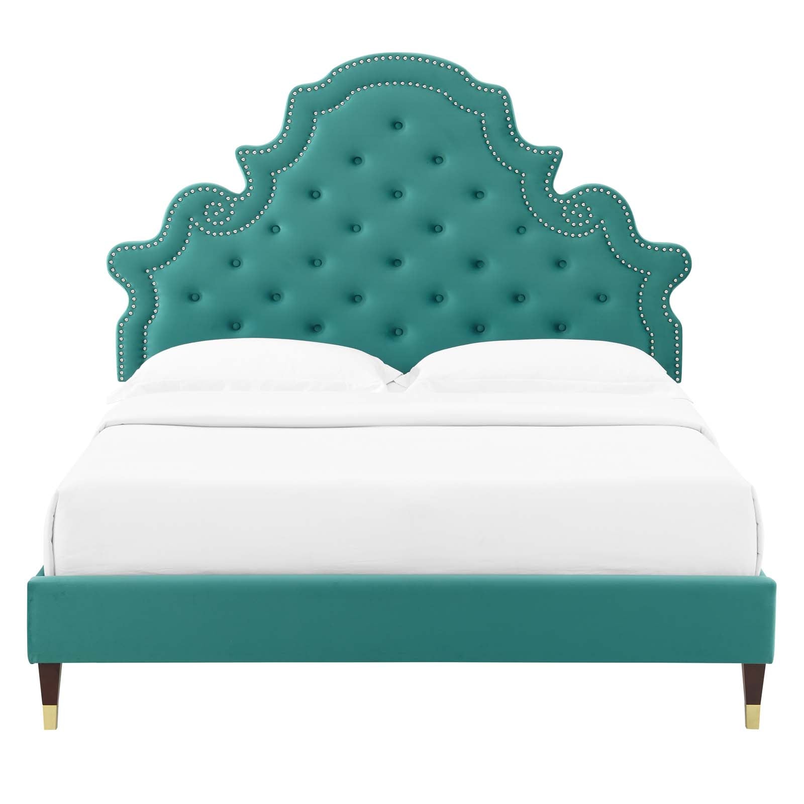 Modway Gwyneth Tufted Performance Velvet Queen Platform Bed - MOD-6752 | Beds | Modishstore - 56