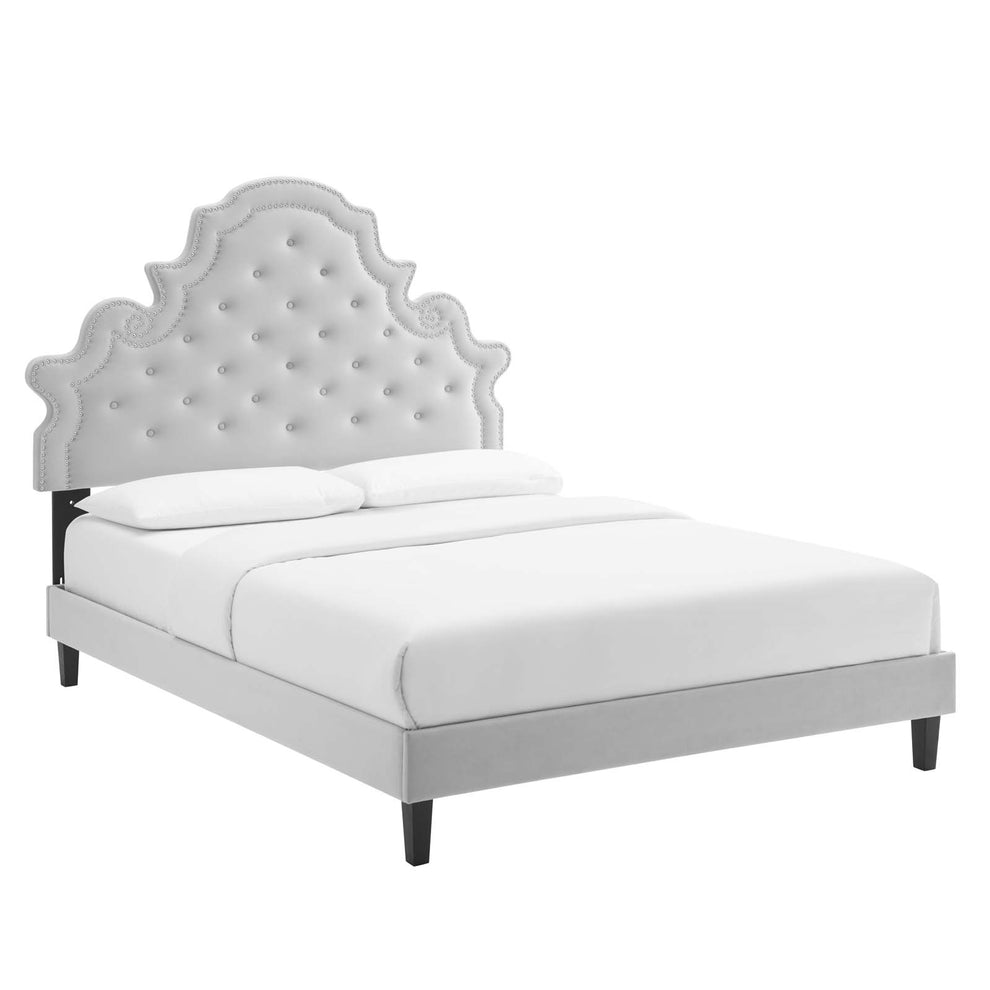 Modway Gwyneth Tufted Performance Velvet Queen Platform Bed - MOD-6753 | Beds | Modishstore - 18