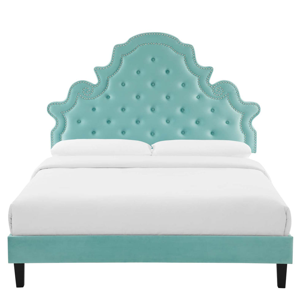 Modway Gwyneth Tufted Performance Velvet Queen Platform Bed - MOD-6753 | Beds | Modishstore - 31