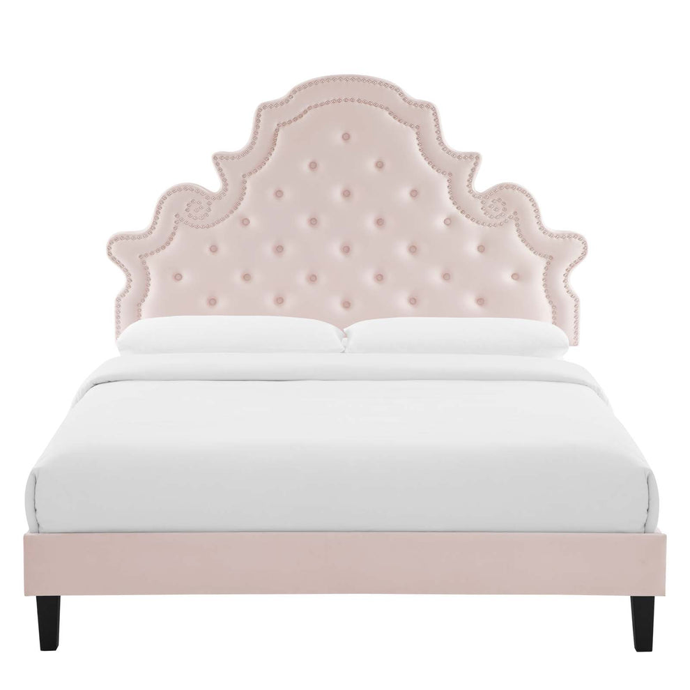 Modway Gwyneth Tufted Performance Velvet Queen Platform Bed - MOD-6753 | Beds | Modishstore - 48