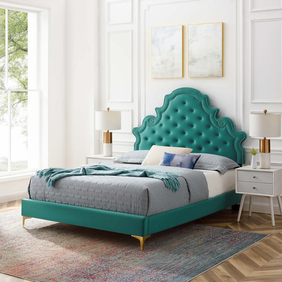Modway Gwyneth Tufted Performance Velvet Twin Platform Bed - MOD-6754 | Beds | Modishstore - 45